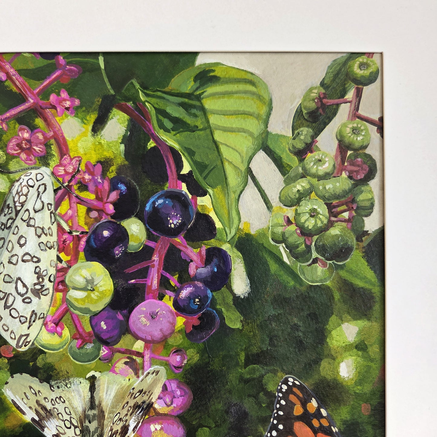 Feast at the Pokeweed framed acrylic painting