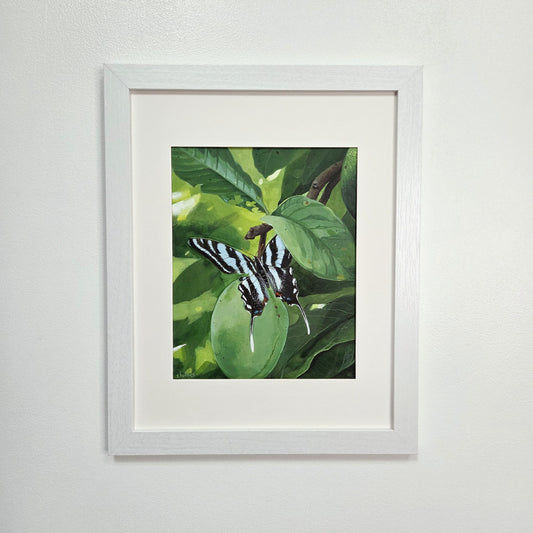 Zebra Swallowtail Butterfly Rests In Pawpaw Grove framed acrylic painting